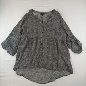 Jones New York Womens Flowy Blouse Size 1X Plus Black White NWT